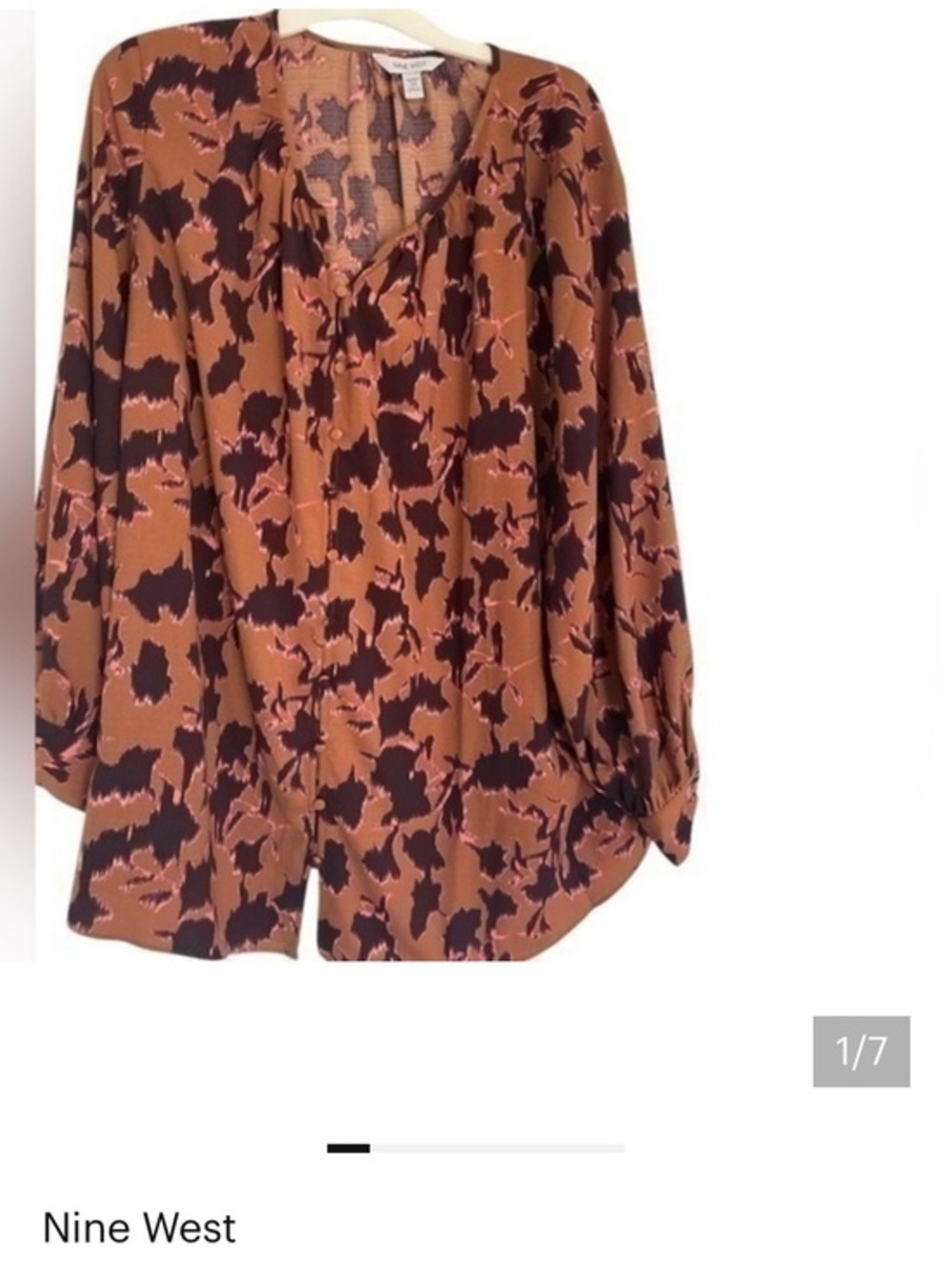 Nine West plus size abstract brown and black fall top in size 2x - Picture 2 of 9
